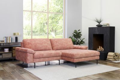KAWOLA Sofa VISAO Ecksofa Velvet rosa rechts