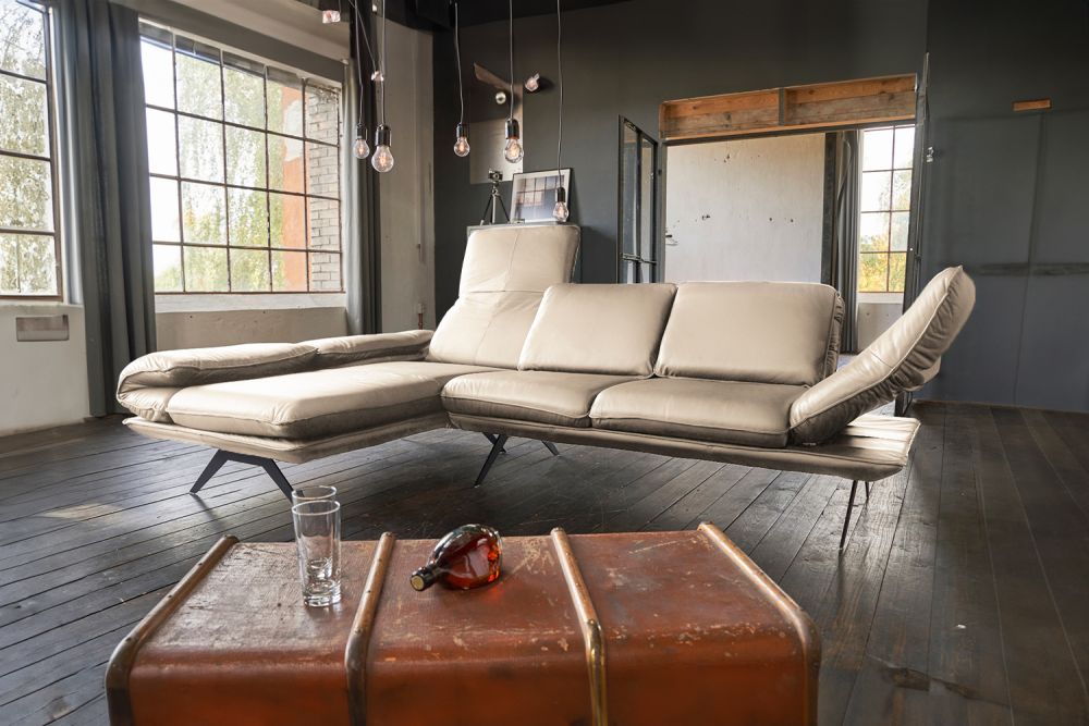 B-Ware KAWOLA Ecksofa JACK Leder beige Recamiere links