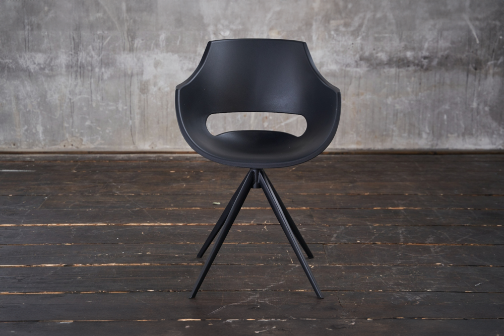 B-Ware KAWOLA Stuhl ZAJA Esszimmerstuhl Kunststoff drehbar schwarz