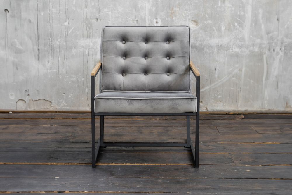 B-Ware KAWOLA Sessel ARLY Polstersessel Bezug Velvet grau