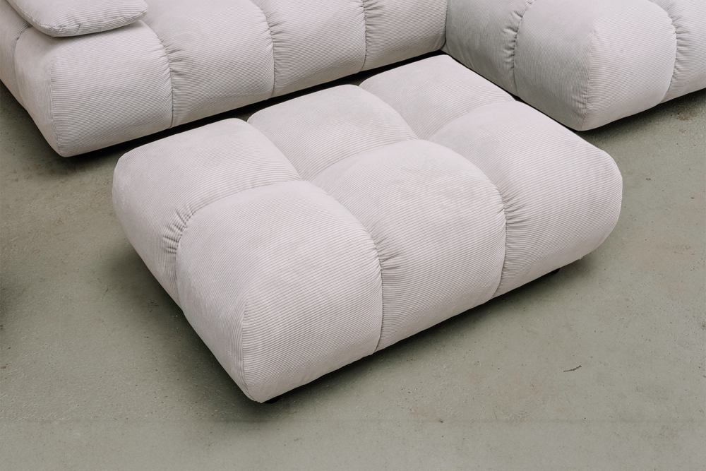 KAWOLA Polsterhocker VIVIEN Hockerbank Feincord silber