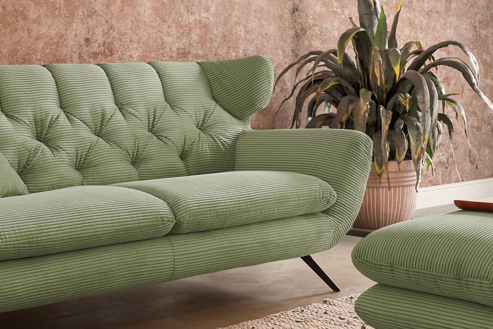 KAWOLA Sofa CHARME Cord olivgrün