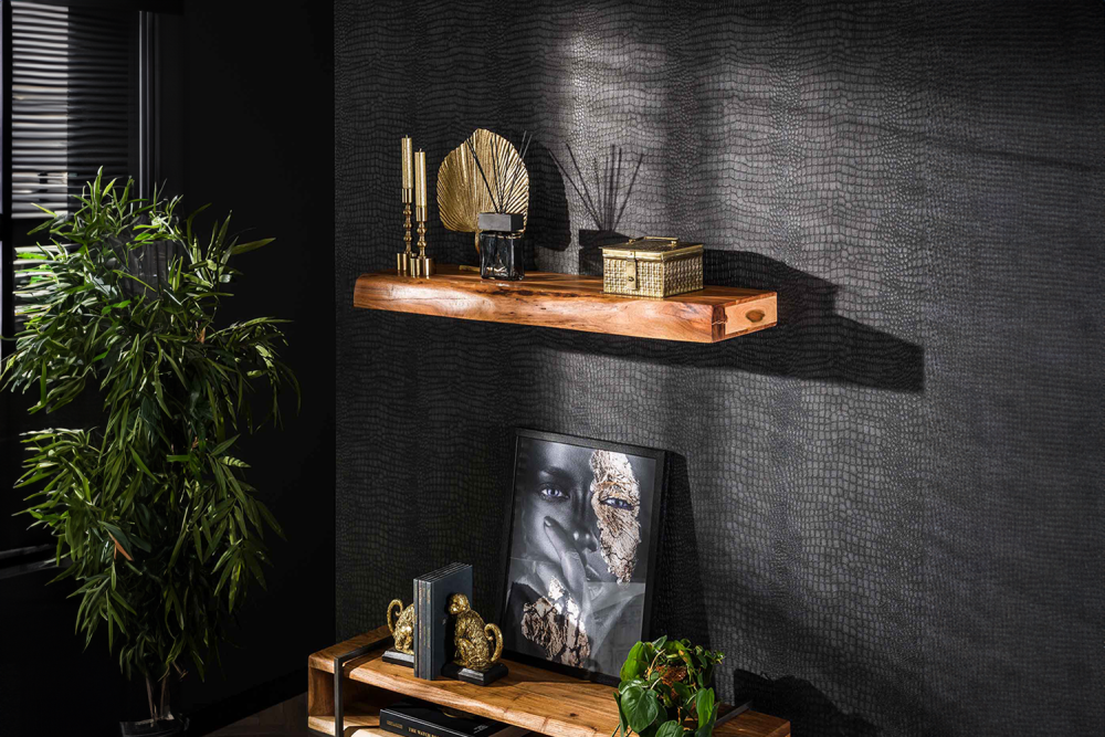 KAWOLA Wandregal SESA 100 cm Akazie massiv natur