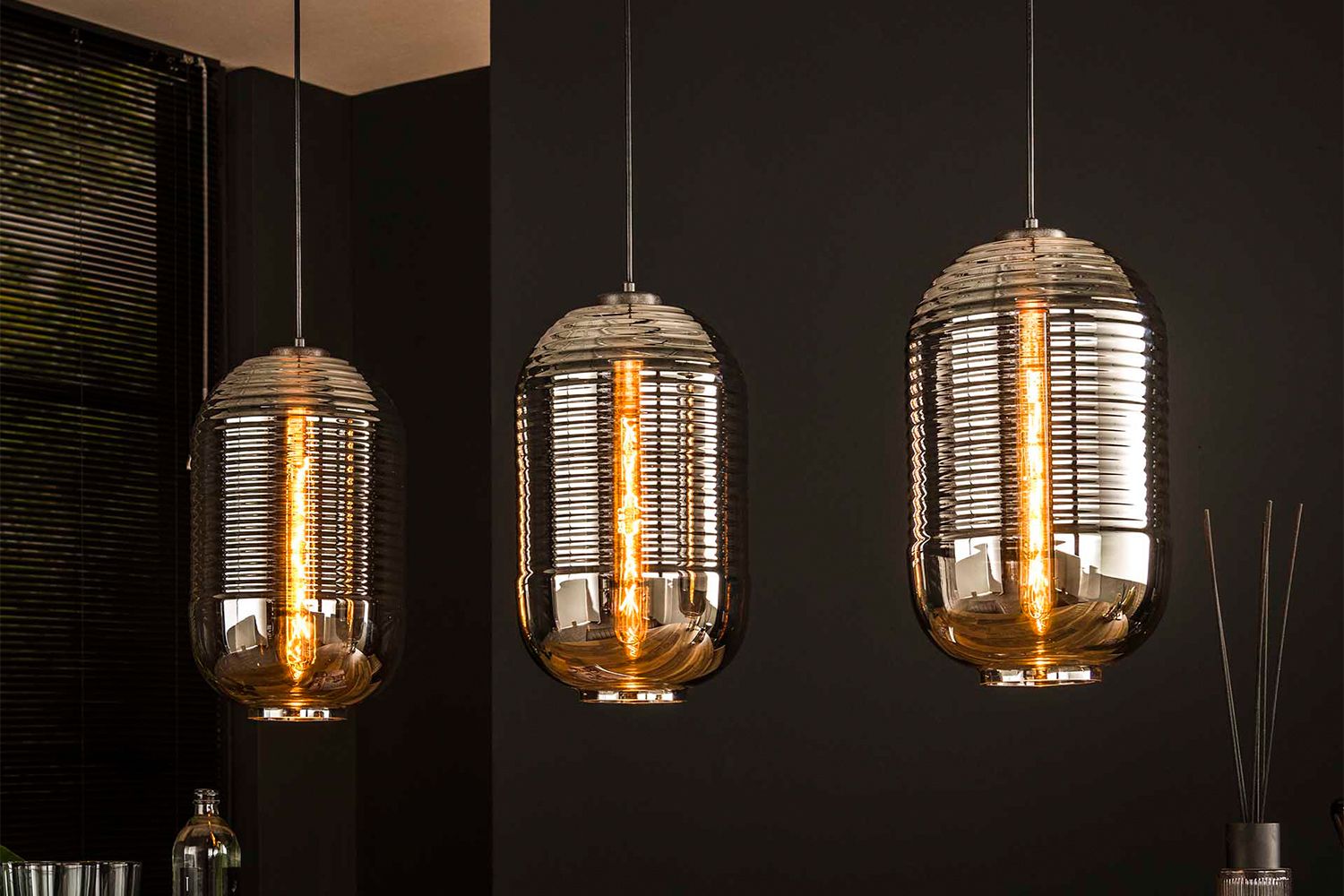 KAWOLA Hängeleuchte BRAGA Hängelampe 3-flammig Glas schwarz