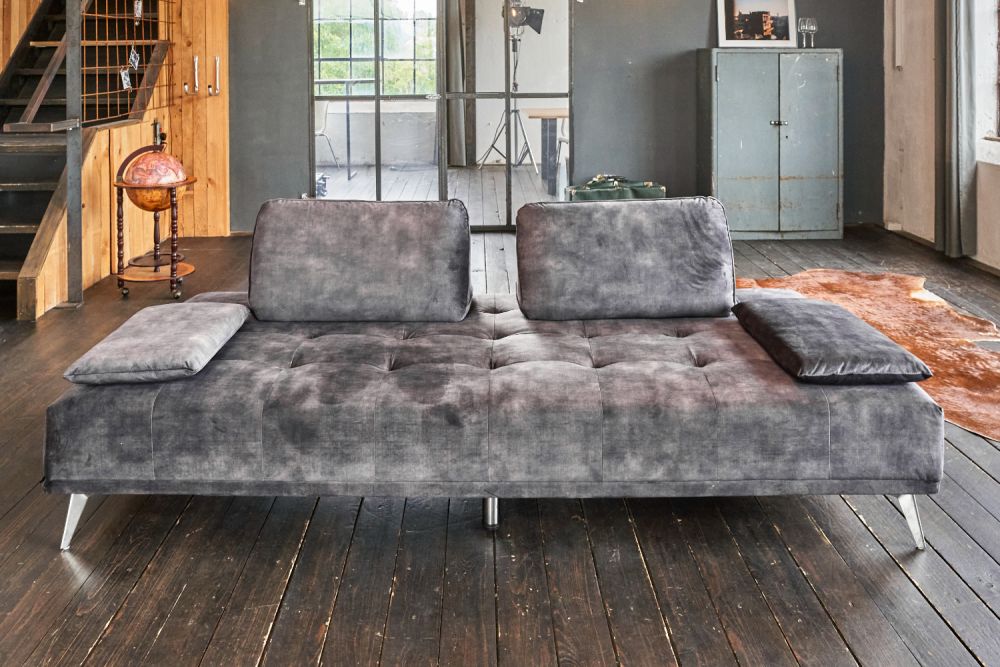 B-Ware KAWOLA Sofa WIOLO Schlafsofa Daybed velvet anthrazit
