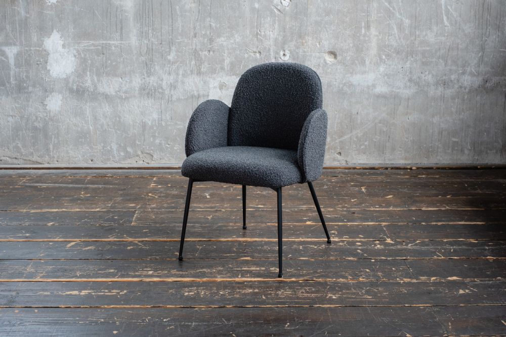 B-Ware KAWOLA Stuhl DEON Esszimmerstuhl Stoff schwarz