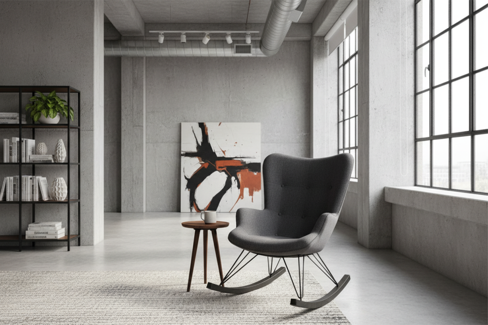 Schaukelstuhl Fredy Schaukelsessel Stoff dunkelgrau