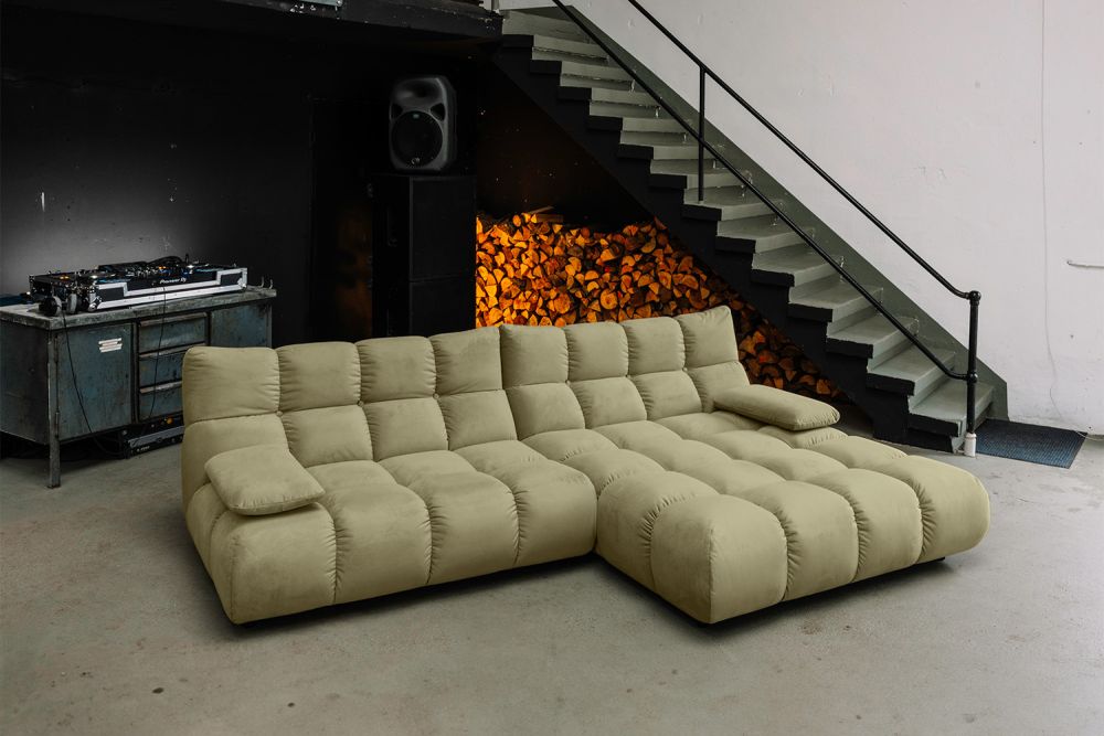 KAWOLA Sofa VIVIEN Ecksofa Velvet oliv