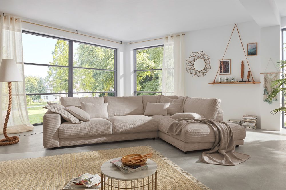 B-Ware KAWOLA Ecksofa MADELINE Cord taupe