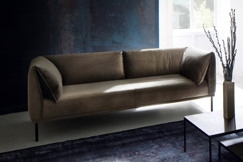 B-Ware KAWOLA Sofa CARRY, 3-Sitzer Stoff olivgrün