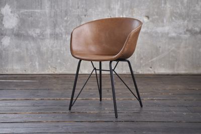 KAWOLA Stuhl DANI Esszimmerstuhl Vierfuß Kunstleder cognac