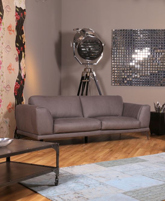 B-Ware KAWOLA Sofa Deside 3-Sitzer Leder Pallino grau
