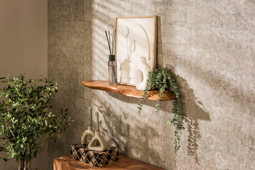 KAWOLA Wandregal HUZO 90 cm Akazie massiv natur