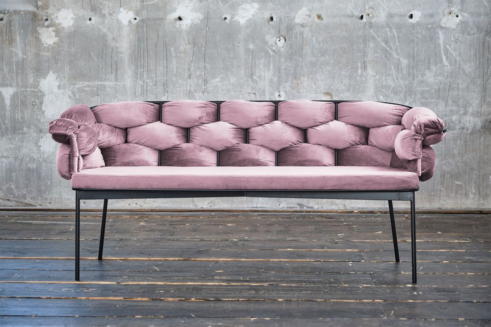 B-Ware KAWOLA Bank MONTY Sitzbank 160cm Velvet rosa