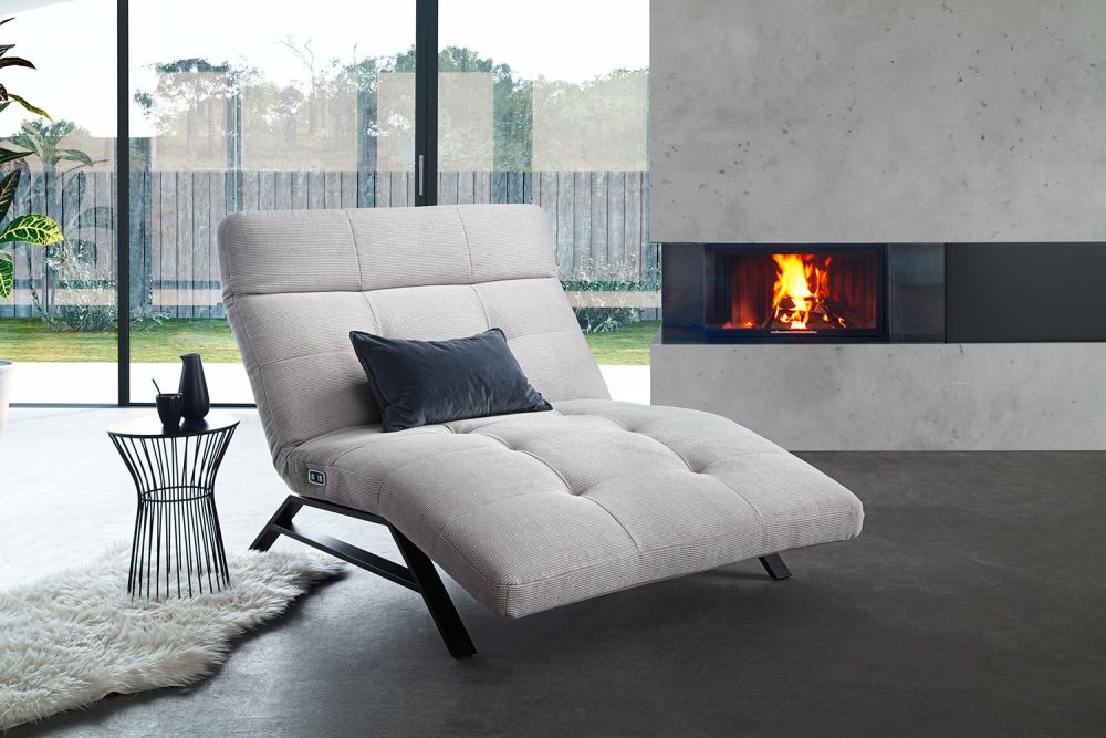 KAWOLA Relaxliege AMERIVA motorisch Maxi Feincord silber