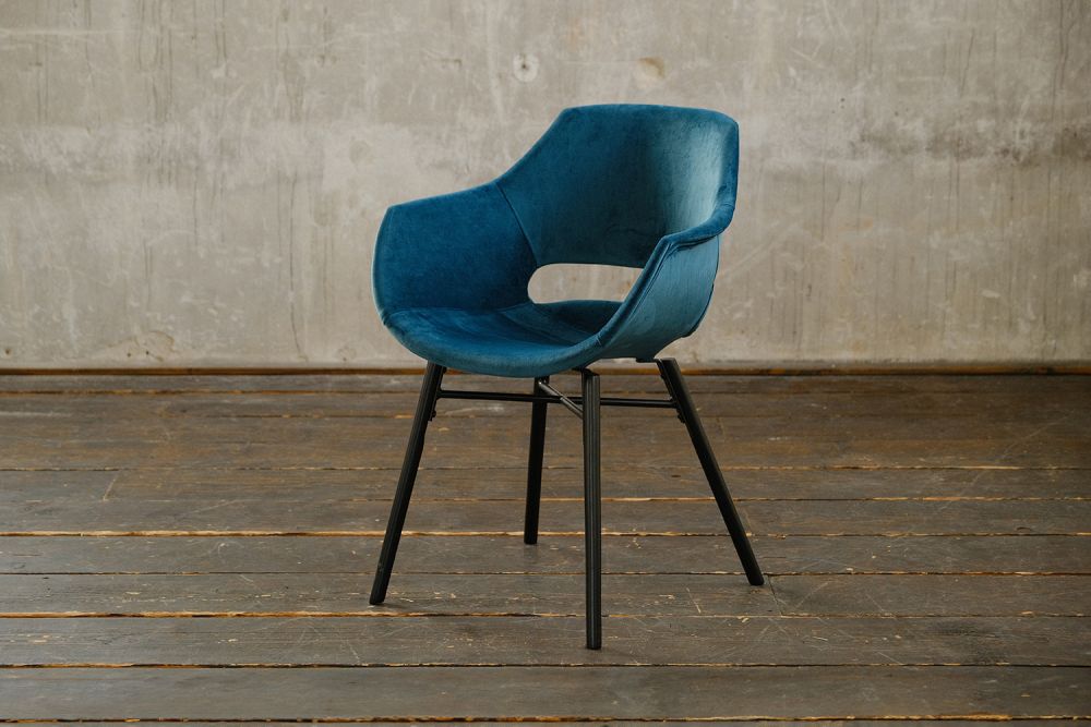 B-Ware KAWOLA Stuhl ZAJA Esszimmerstuhl Velvet petrol