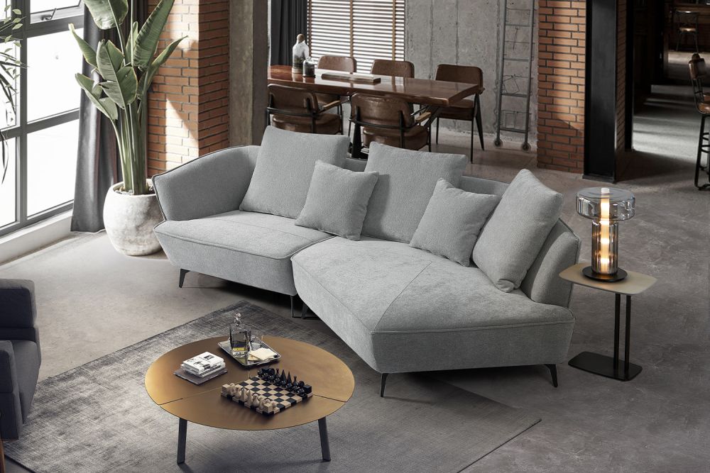 B-Ware KAWOLA Sofa GARBO Designsofa Stoff grau rechts offen
