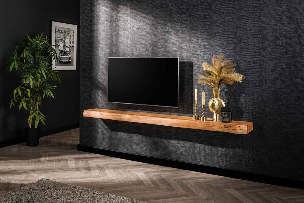 KAWOLA Wandregal SESA 200 cm Akazie massiv natur