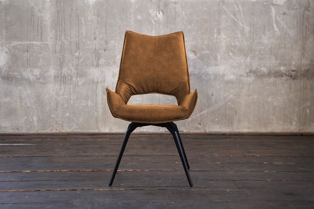 B-Ware KAWOLA Esszimmerstuhl SIVO Drehstuhl Stoff cognac