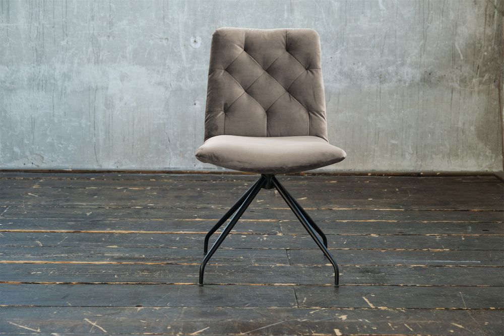 KAWOLA Stuhl NEW CHARME Drehstuhl Esszimmerstuhl Velvet sand