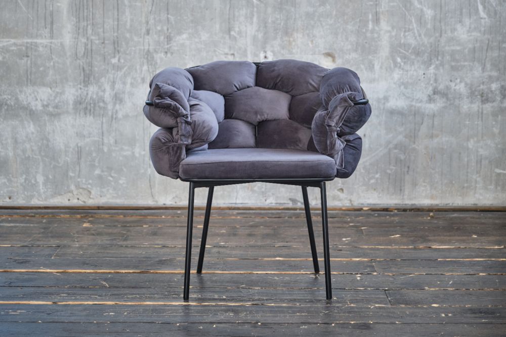 B-Ware KAWOLA Stuhl MONTY Designstuhl Velvet grau