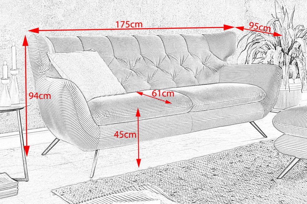 KAWOLA Sofa CHARME Cord olivgrün