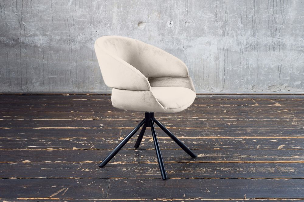 B-Ware KAWOLA Esszimmerstuhl LARA Drehstuhl Velvet cremeweiß