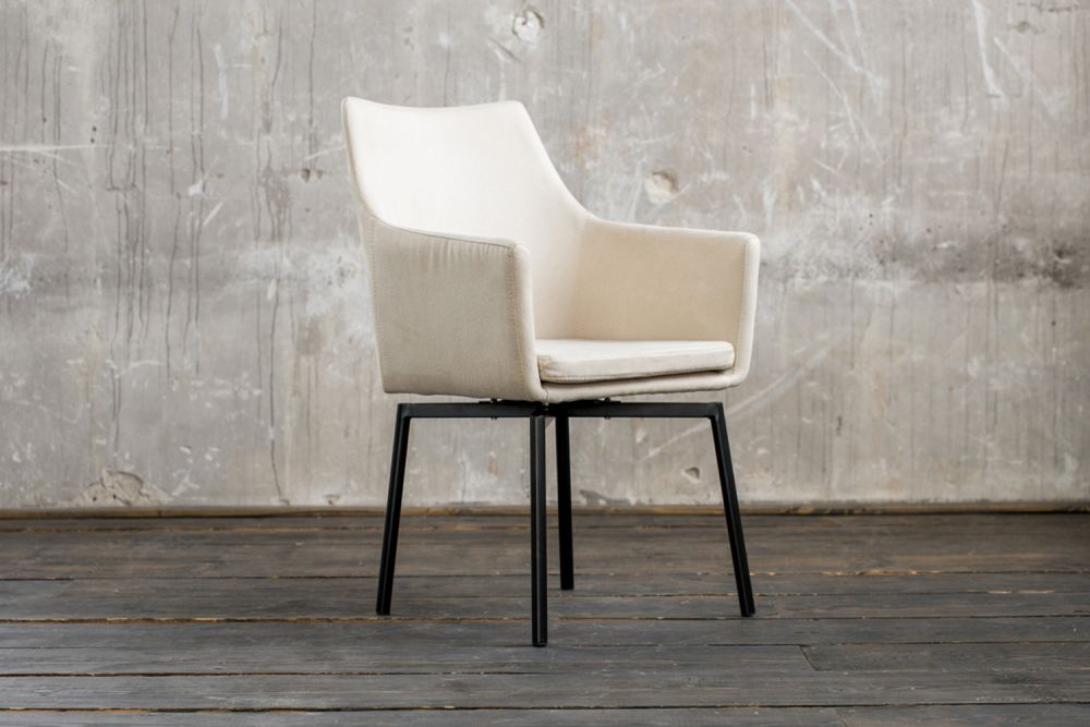 B-Ware Stuhl Cali Sessel Stoff Esszimmerstuhl creme Füße matt-schwarz
