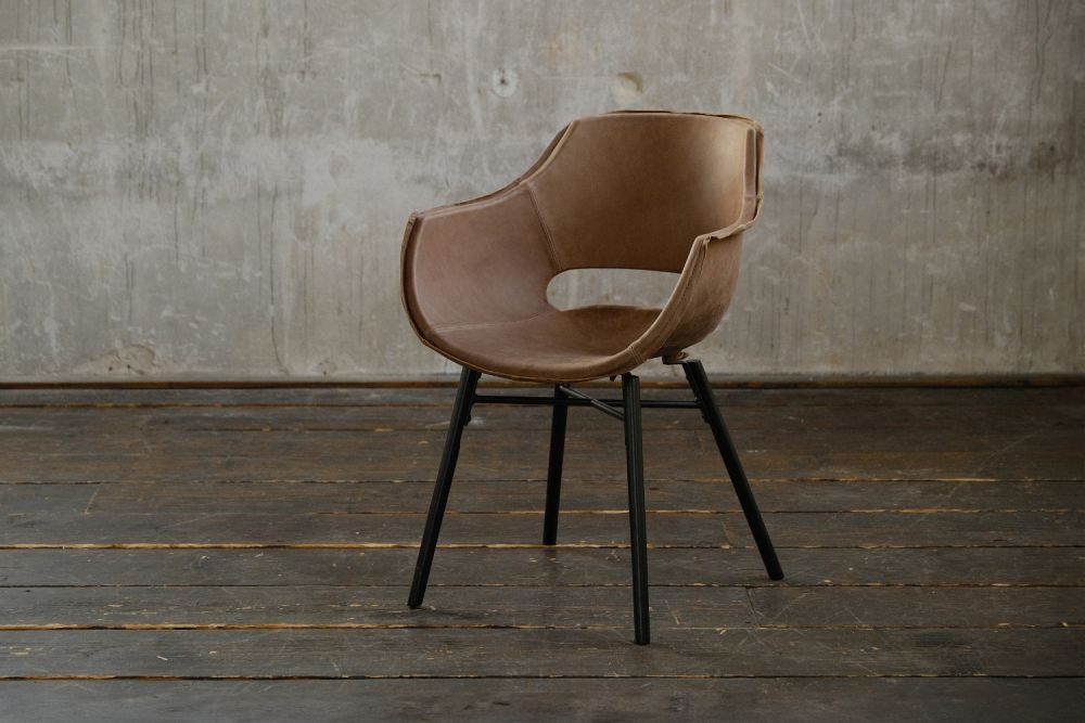 B-Ware KAWOLA Stuhl ZAJA Exklusiv Esszimmerstuhl Echtleder sand-braun