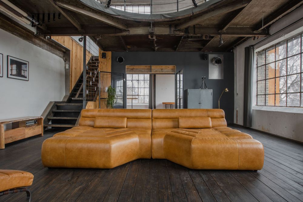 B-Ware KAWOLA Big Sofa TARA Wohnlandschaft Leder cognac 286x75x148cm (B/H/T)