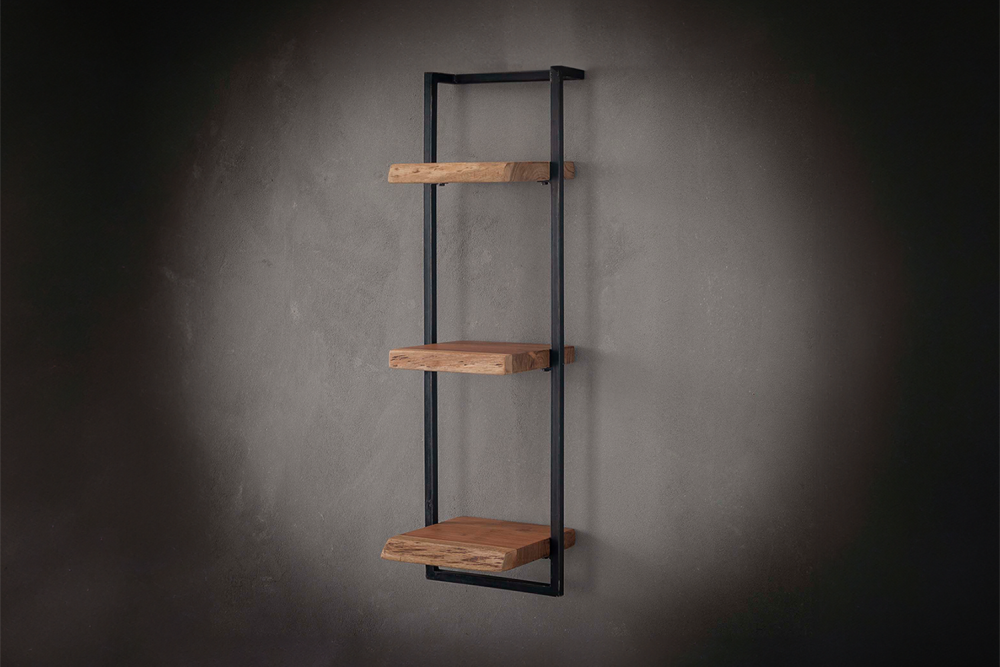 KAWOLA Wandregal ERGEA Akazie massiv natur 3 Ablagen