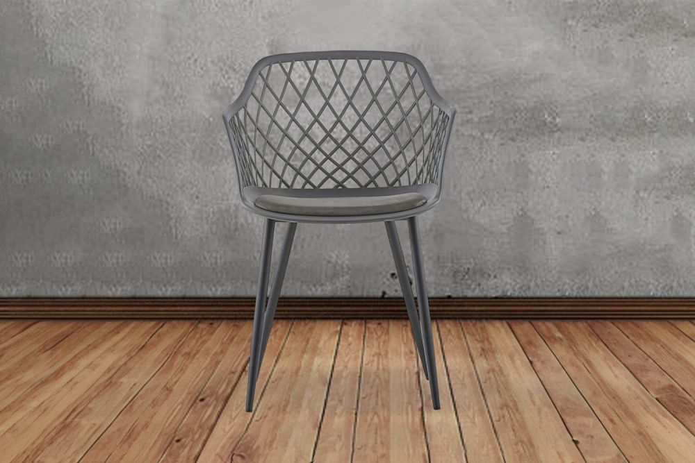 B-Ware KAWOLA Stuhl EMILIE Esszimmerstuhl Kunststoff Vierfuß grau mit Kissen