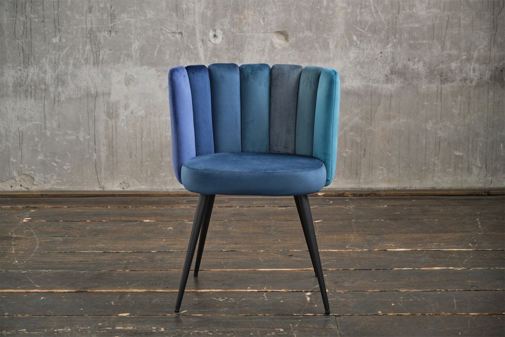 B-Ware KAWOLA Stuhl JADA Esszimmerstuhl Velvet blau Fuß schwarz