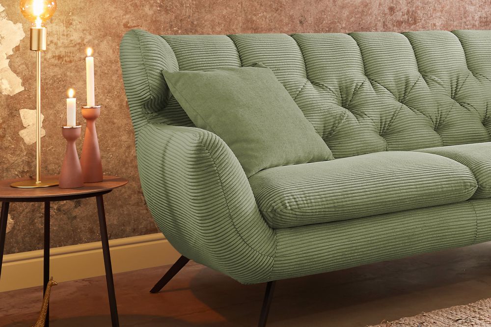 KAWOLA Sofa CHARME Cord olivgrün