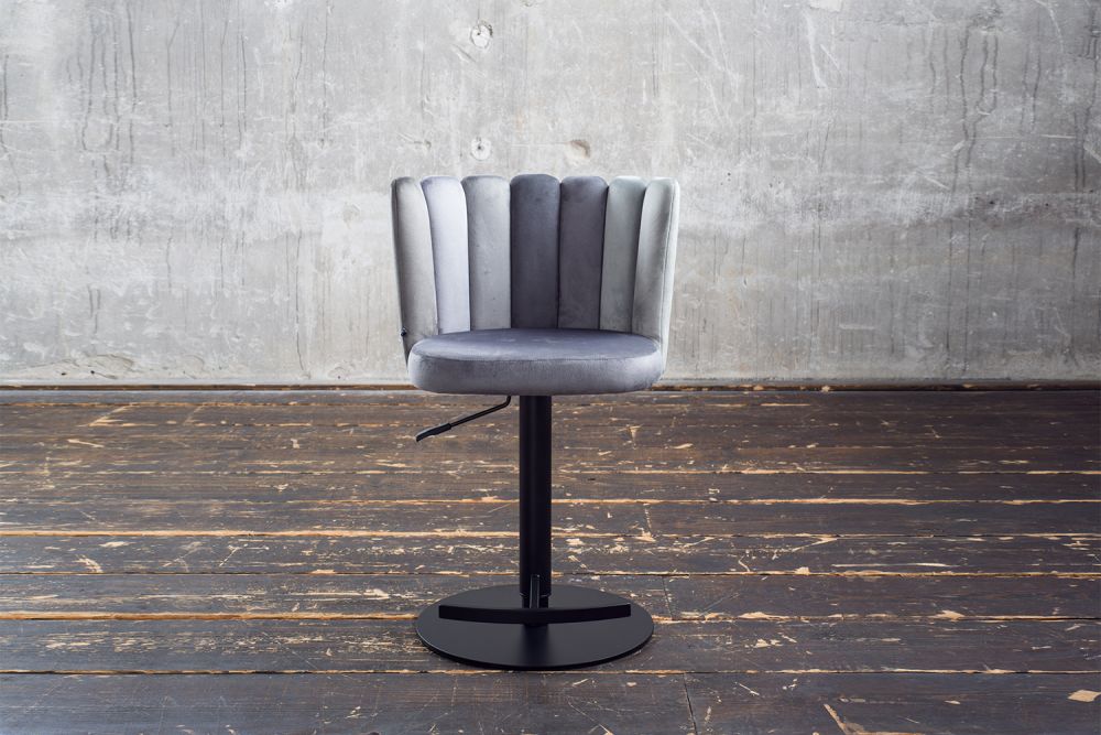 KAWOLA Barhocker JADA Drehstuhl höhenverstellbar Velvet grau