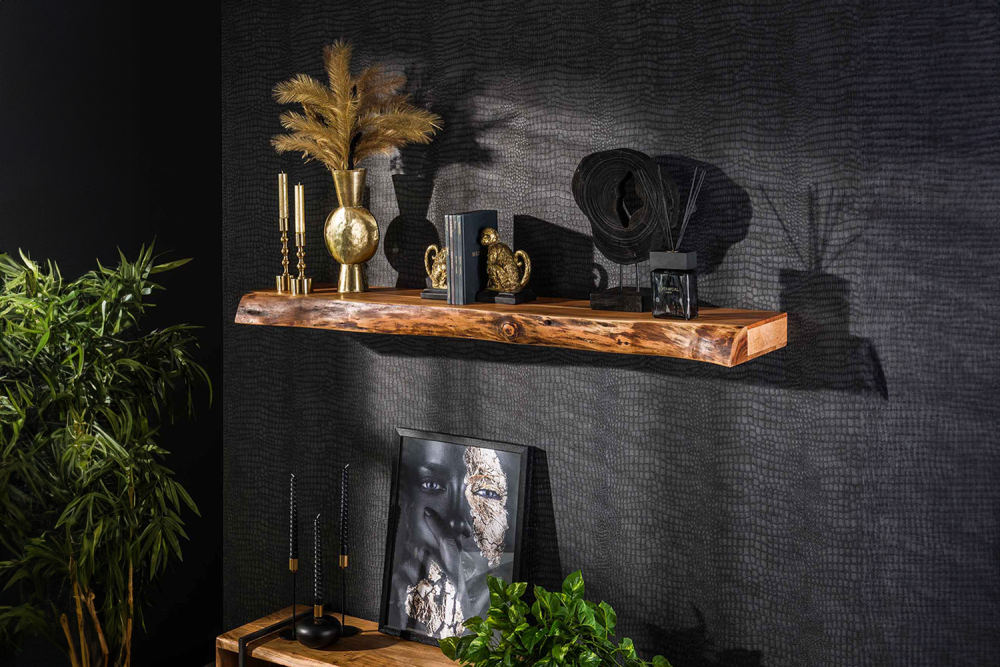 KAWOLA Wandregal SESA 150 cm Akazie massiv natur