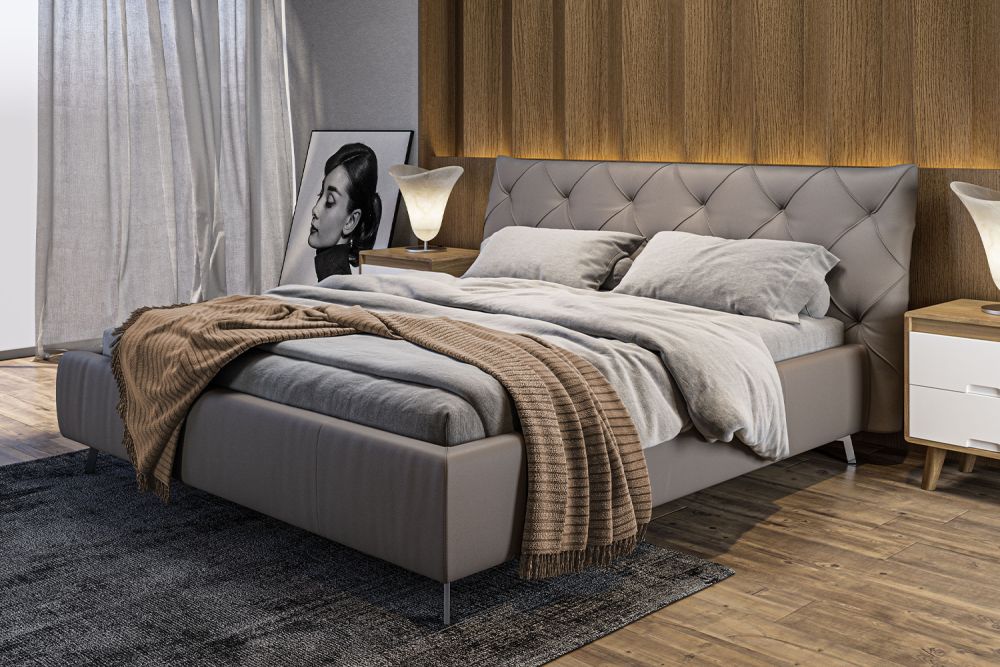 KAWOLA Bett ANNY Polsterbett Leder grau