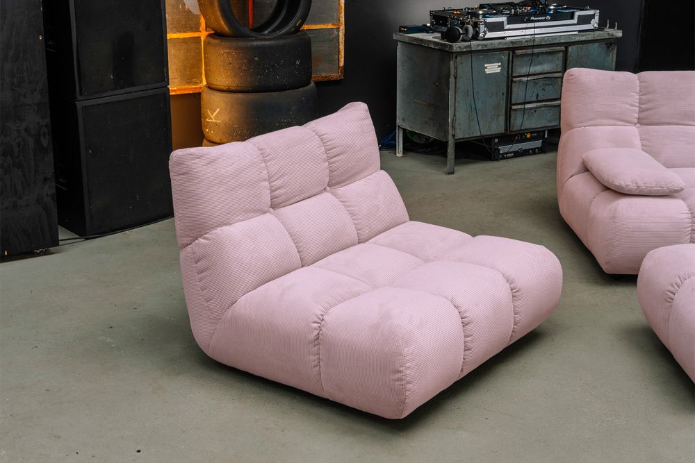 KAWOLA Sessel VIVIEN Drehsessel Feincord rosa