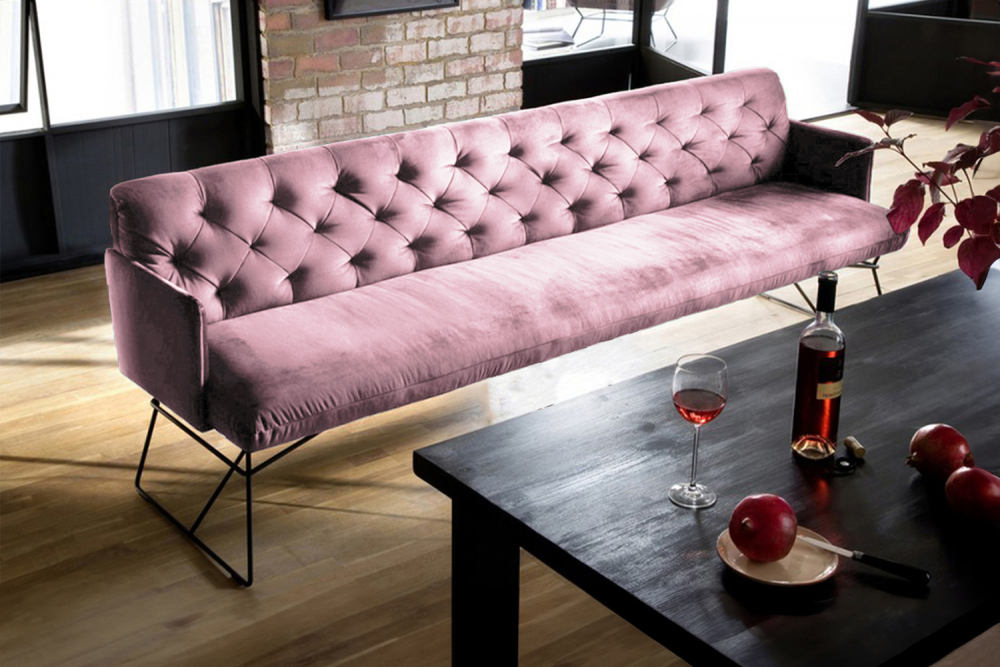 B-Ware KAWOLA Esszimmerbank CHARME Velvet rosa 186cm