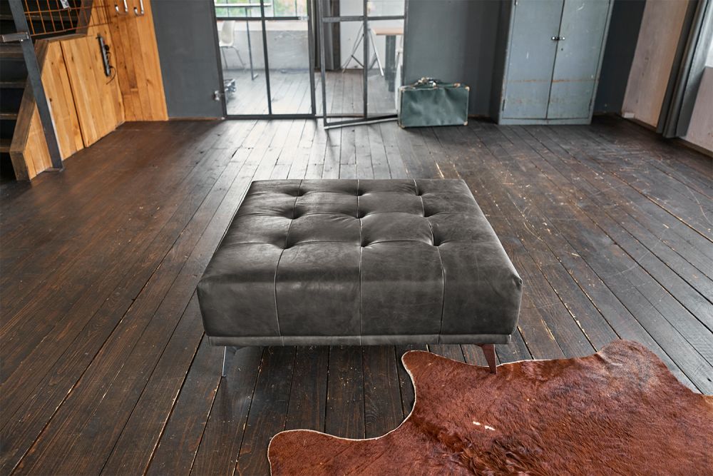 B-Ware KAWOLA Hocker WIOLO Leder grau