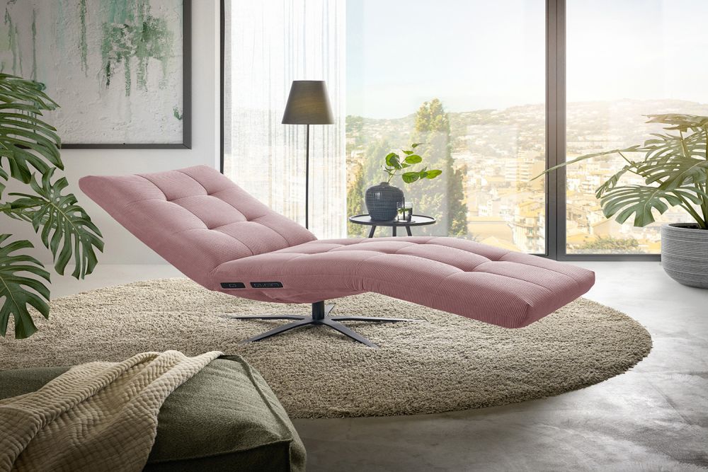 KAWOLA Relaxliege LETICIA motorisch Feincord rosa