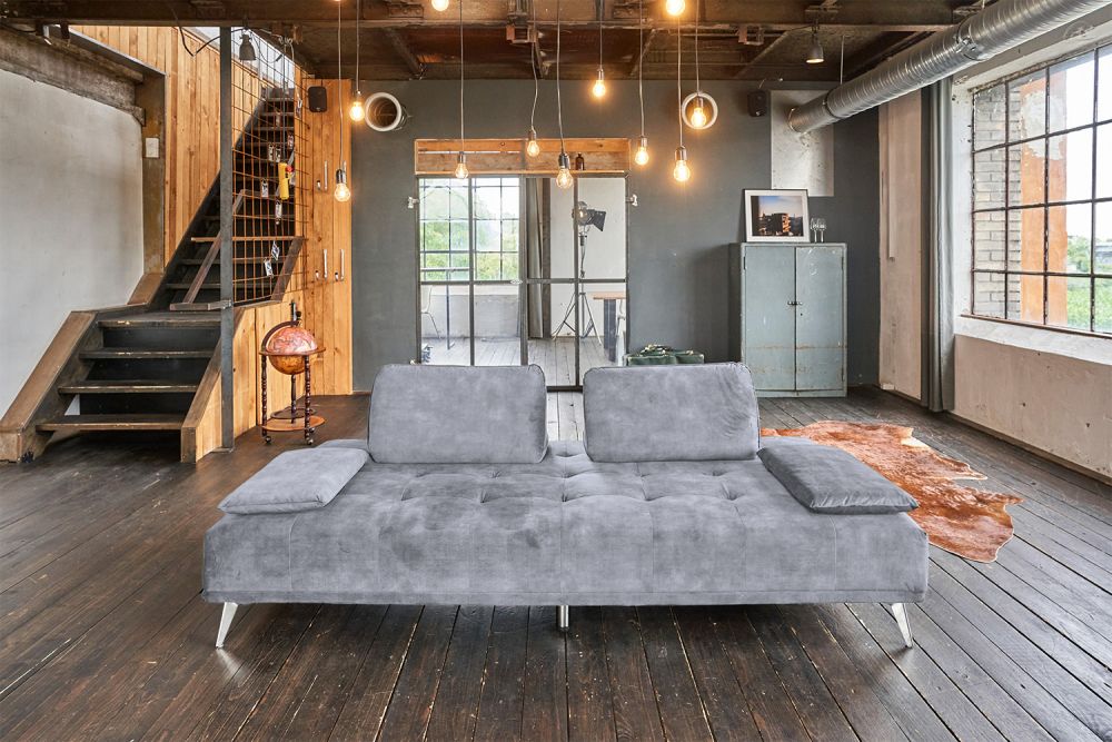 KAWOLA Sofa WIOLO Schlafsofa Daybed velvet grau