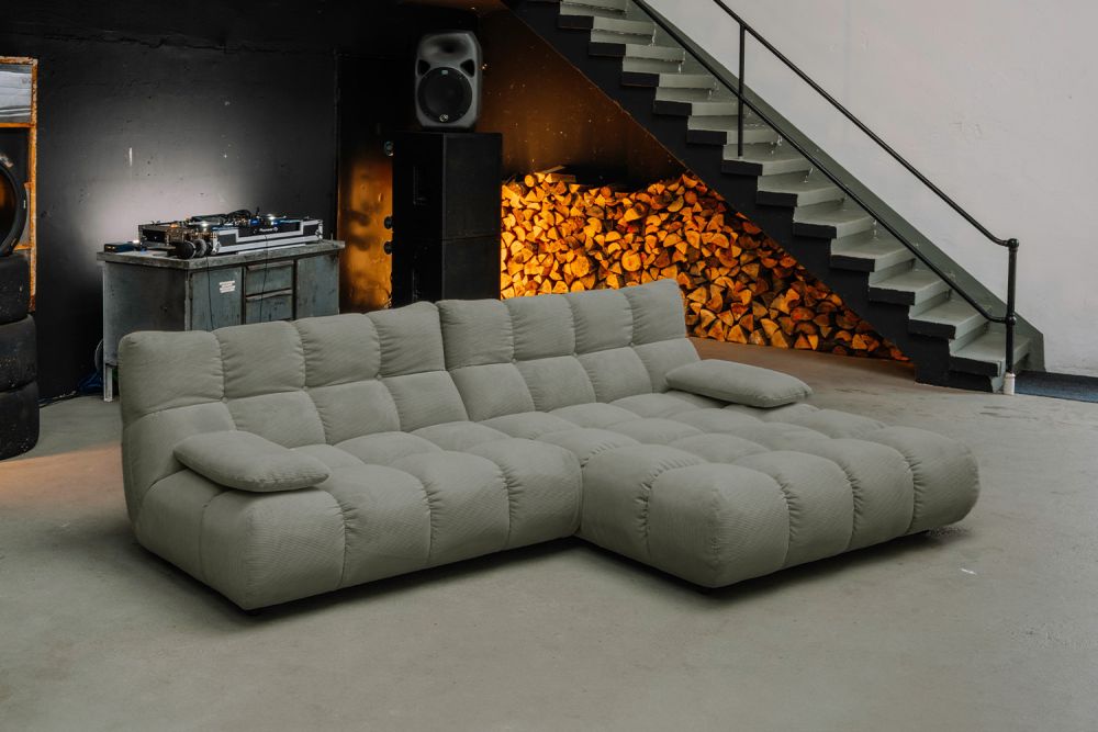 KAWOLA Sofa VIVIEN Ecksofa Feincord olivgrün