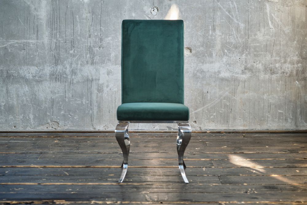 B-Ware KAWOLA Stuhl LEIA Esszimmerstuhl Barock Velvet grün