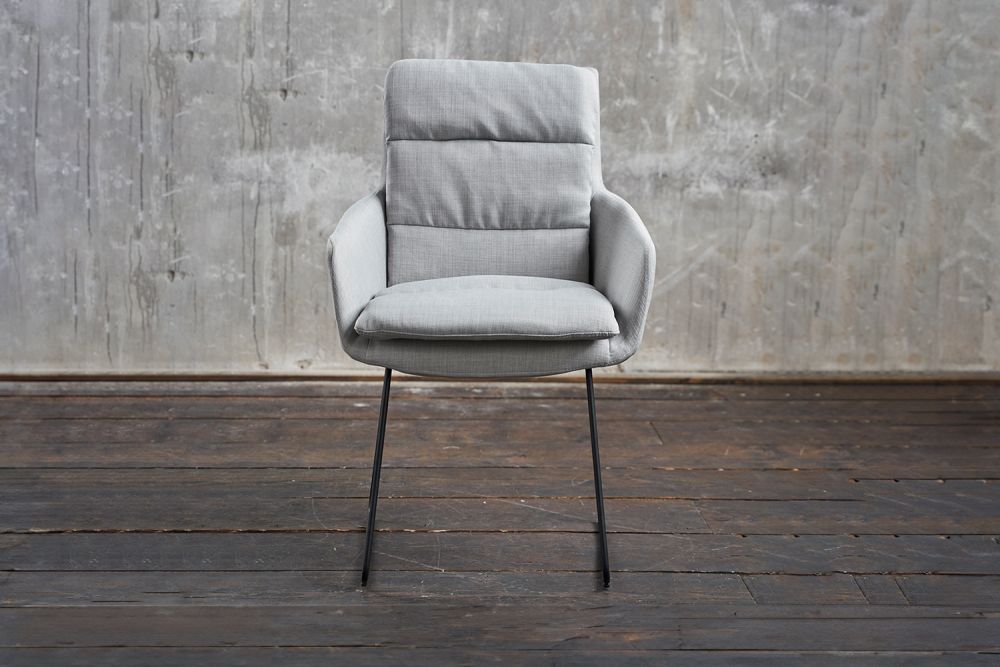 B-Ware KAWOLA Sessel VINCE Esszimmersessel Stoff hellgrau