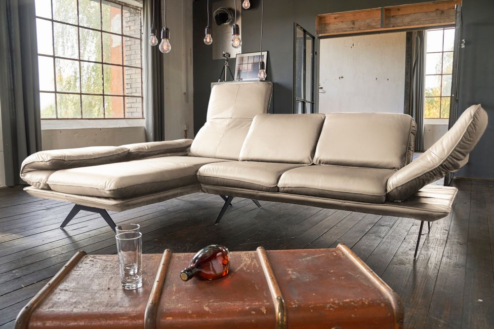 B-Ware KAWOLA Ecksofa JACK Leder beige Recamiere links