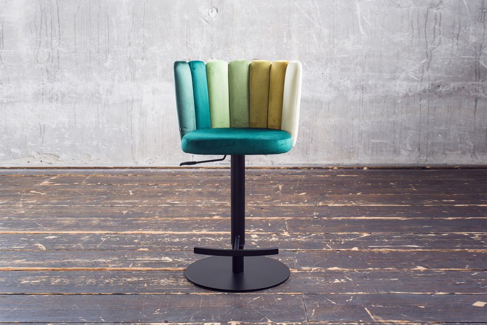 KAWOLA Barhocker JADA Drehstuhl höhenverstellbar Velvet grün