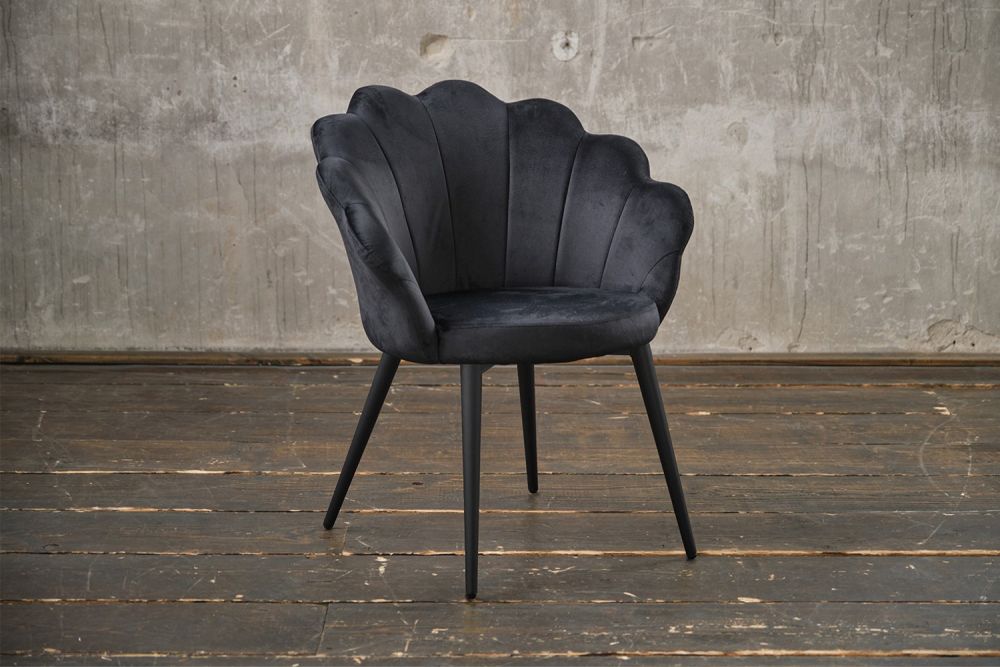 B-Ware KAWOLA Stuhl CARLA Esszimmerstuhl Velvet schwarz Fuß schwarz