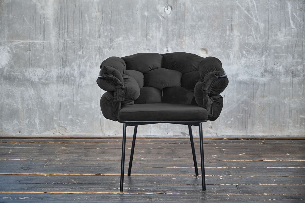 B-Ware KAWOLA Stuhl MONTY Designstuhl Velvet schwarz