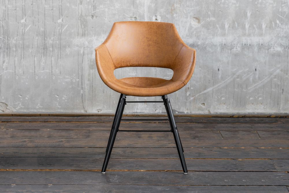 B-Ware KAWOLA Stuhl "ZAJA Square" Esszimmerstuhl Microfaser cognac